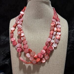 Chic Multi-Strand Pink Cat's-Eye Glass Necklace